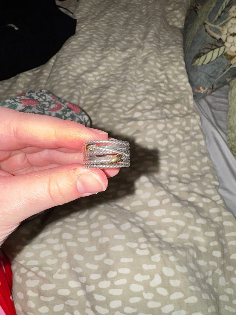 David Yurman Two-Tone Twisted Cable Ring - Silver with Gold Accent